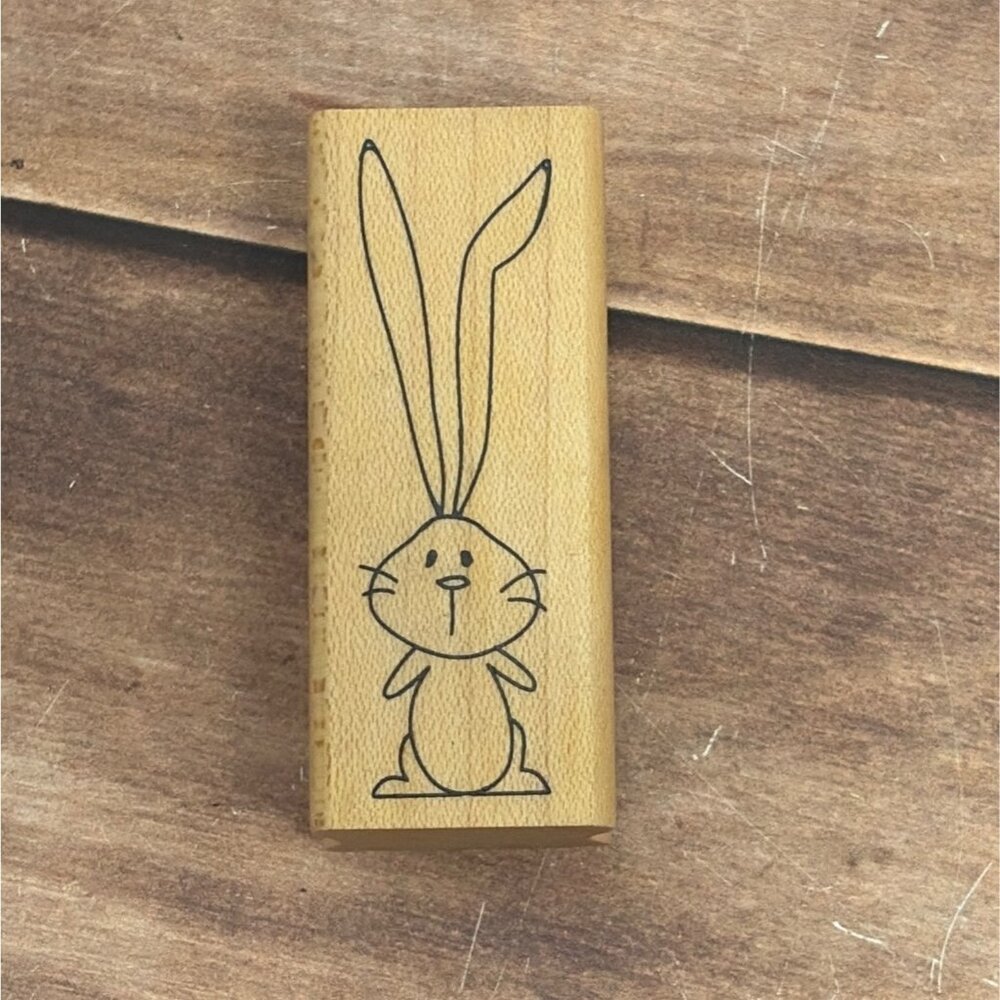 INKADINKADO 96326K BUNNY WITH LONG EARS WOOD MOUNTED RUBBER STAMP ALL EARS